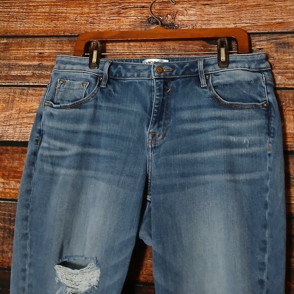 Vigoss Jeans Size 14 Jagger Skinny Distressed Blue Denim Stretch Mid Rise - Picture 4 of 10